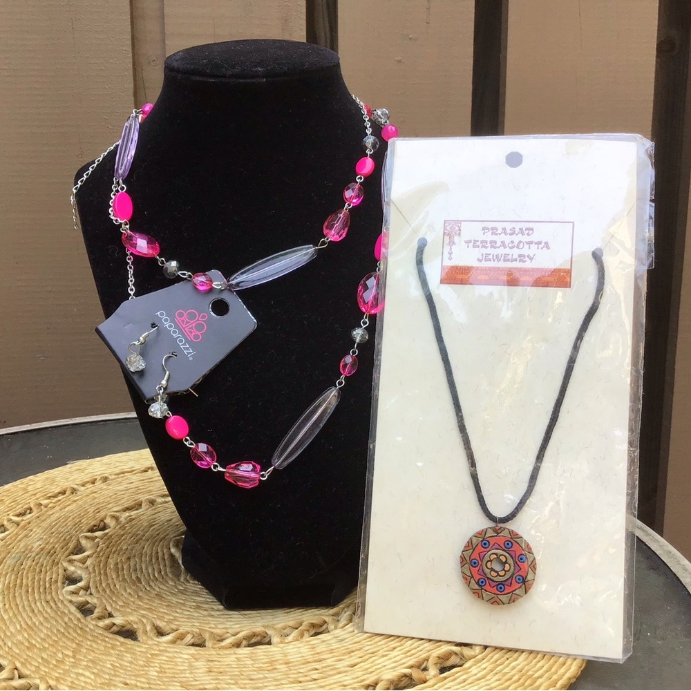 NEW Necklace Lot, Paparazzi Beaded Necklace & Earring Set & Terracotta N…